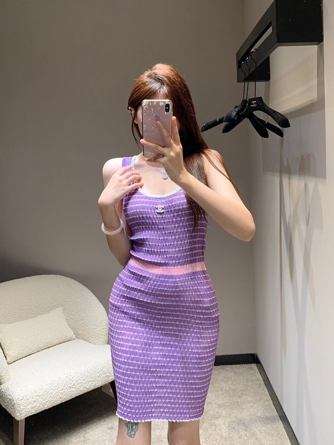 샤넬 민소매 니트 원피스