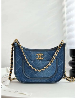 24ss 샤넬 포켓 체인 호보백 데님