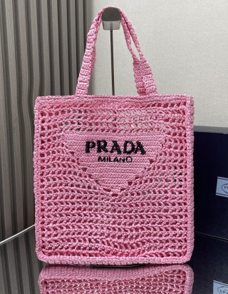 프라다 로고 크로셰 토트백