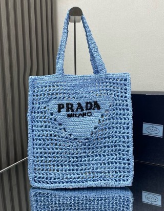 프라다 로고 크로셰 토트백