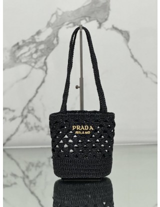 프라다 토트백 라피아 크로셰 내츄럴