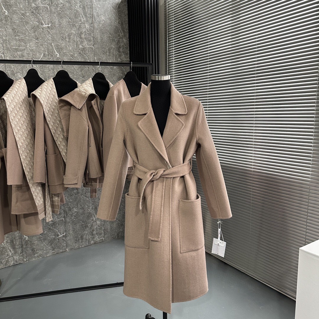 디올 오블리크 벨트 코트 브라운