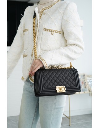 샤넬 르 보이 백 미디움 금장