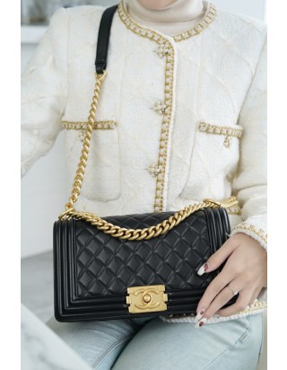 샤넬 르 보이백 미디움 금장