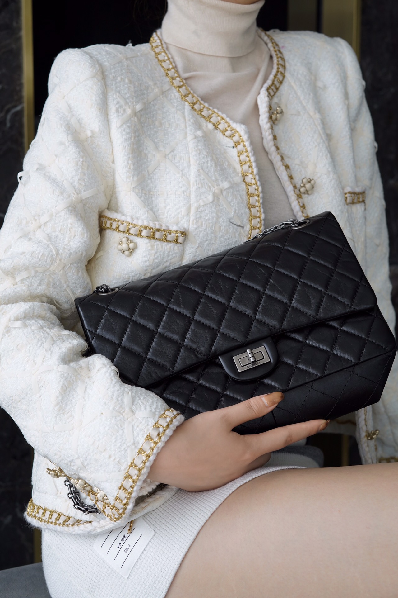 샤넬 빈티지 2.55 라지 은장