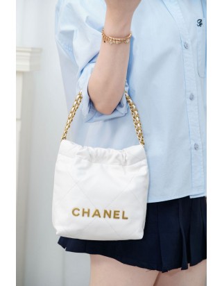 샤넬 25 핸드백 미니 화이트 골드