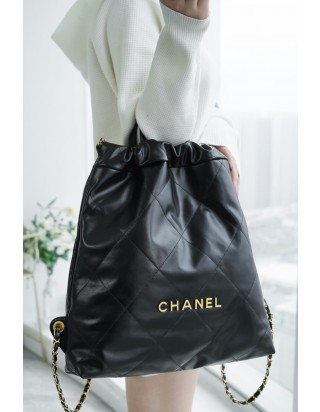 샤넬 22 백팩 라지 블랙 금장