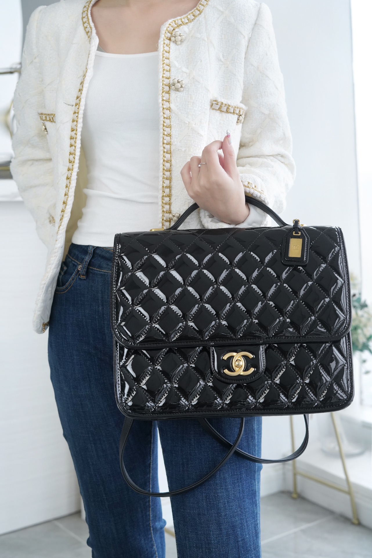 샤넬 22K 페이전트 스쿨 메모리 백팩