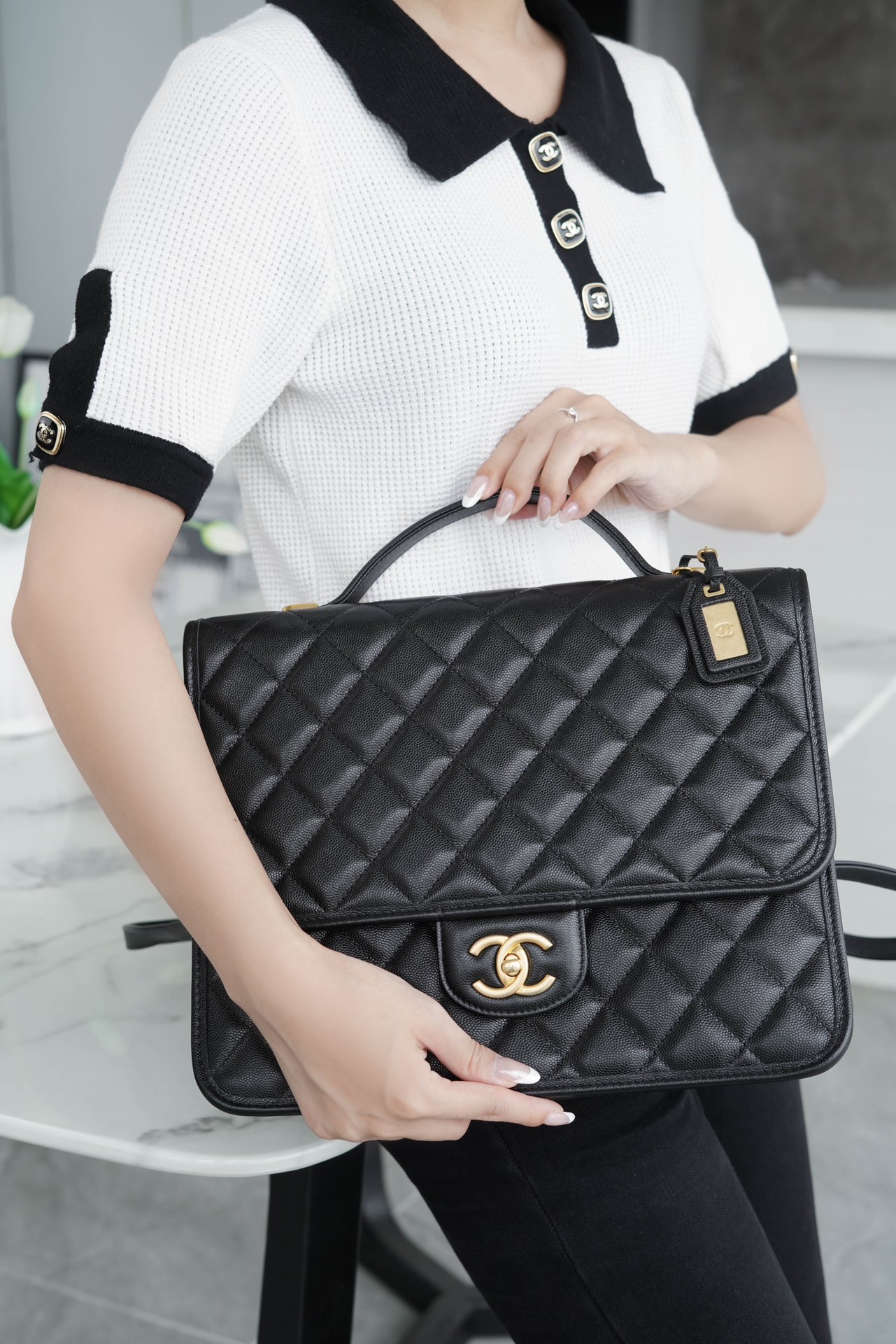 샤넬 22K 페이전트 스쿨 메모리 백팩