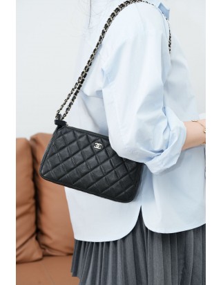 샤넬 캐비어  퀄팅 체인 퍼스 위드 체인