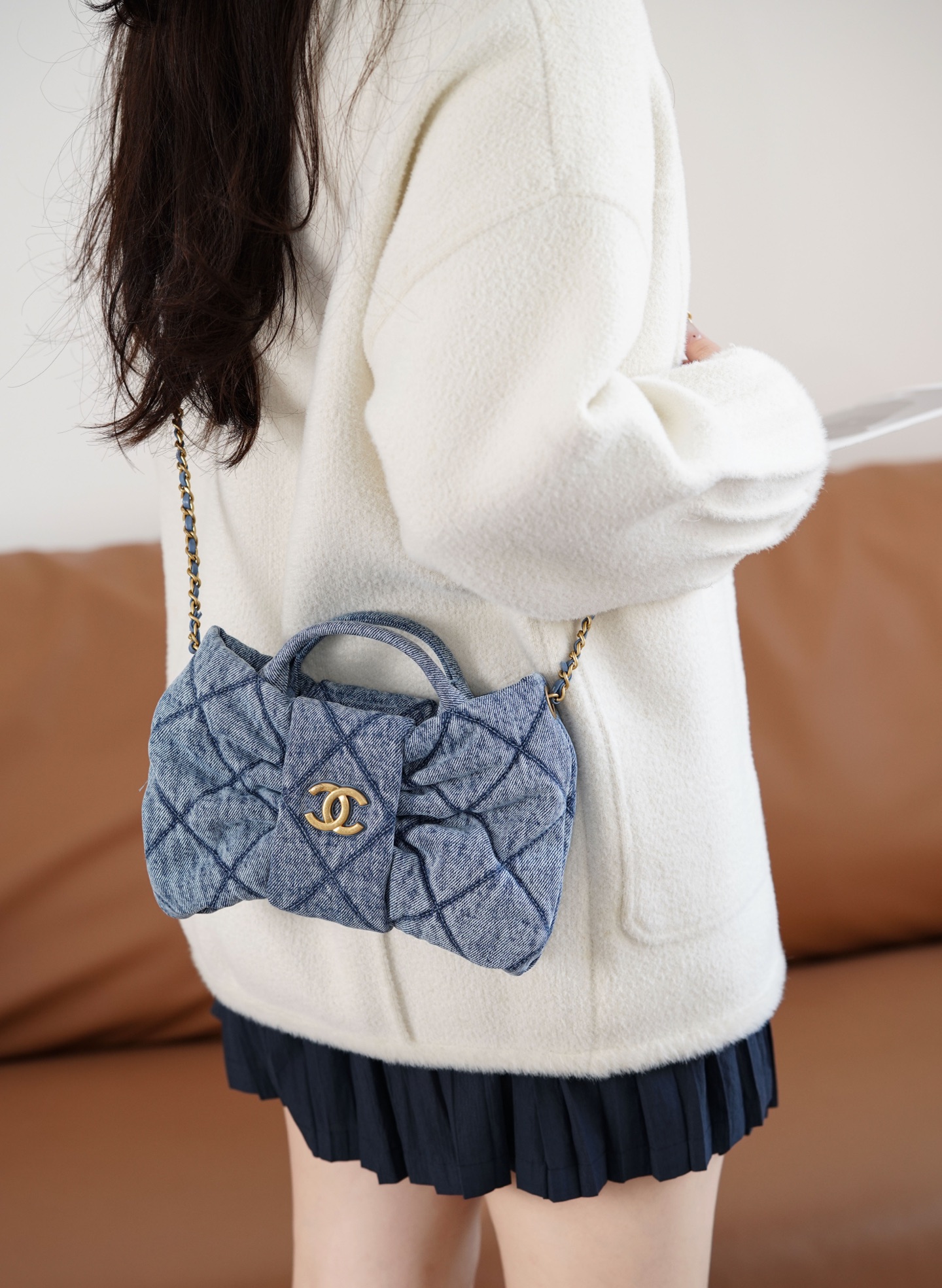 샤넬 데님 핸드백 블루 스몰
