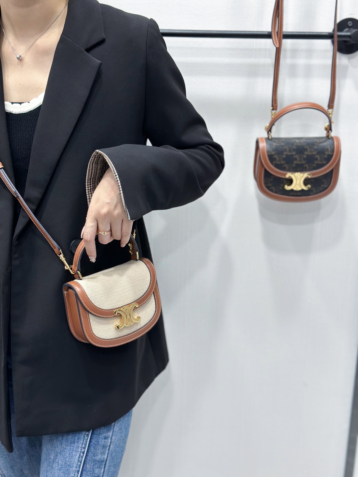 셀린느 베사체 미니 트리옹프 탑 핸들백