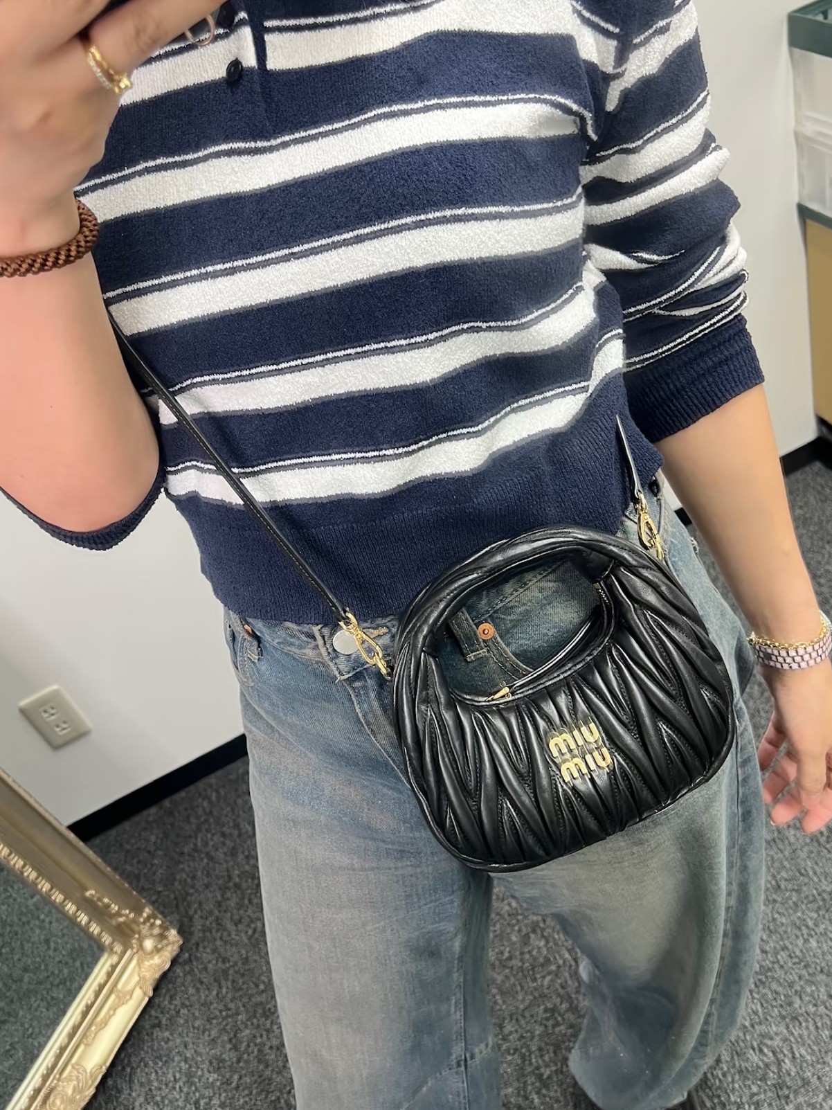 미우미우 완더 마테라세 나파 가죽 호보백 미니