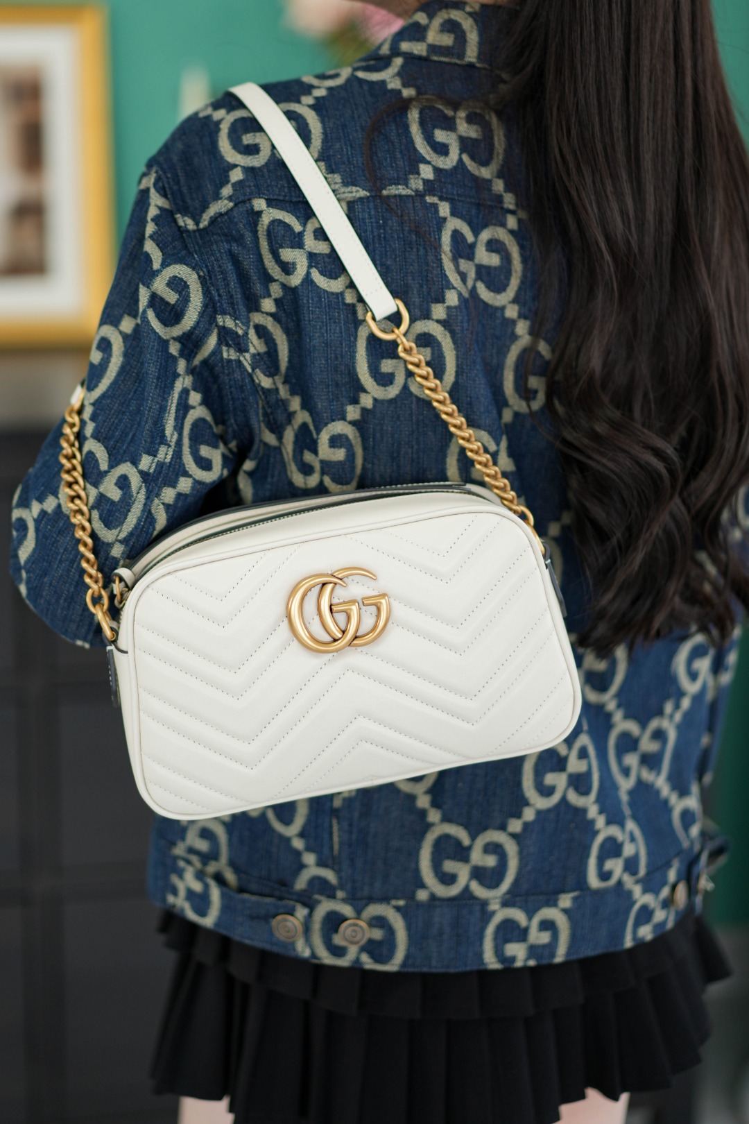 구찌 GG 마몽 마틀라세 숄더백 스몰