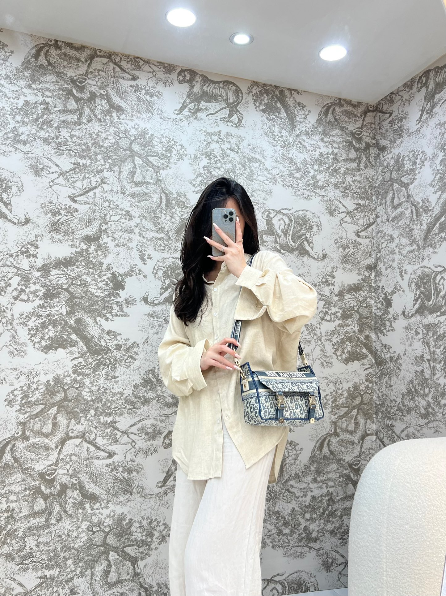 디올 오블리크 자수 스몰 숄더백