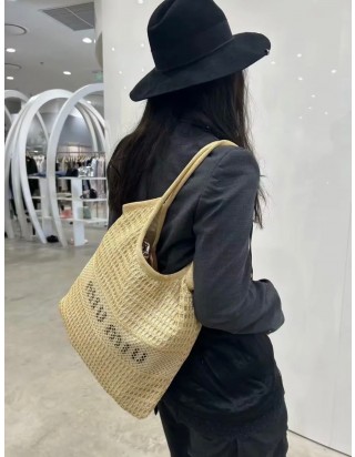 미우미우 아이비 라피아 효과 리넨 백