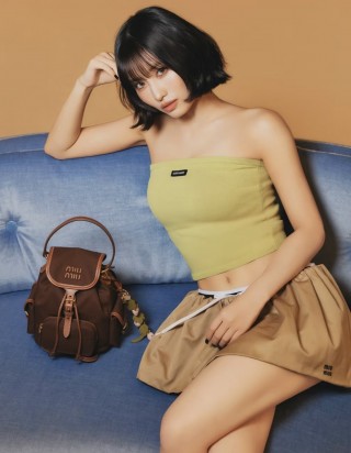 미우미우 캔버스 가죽 백팩 스몰