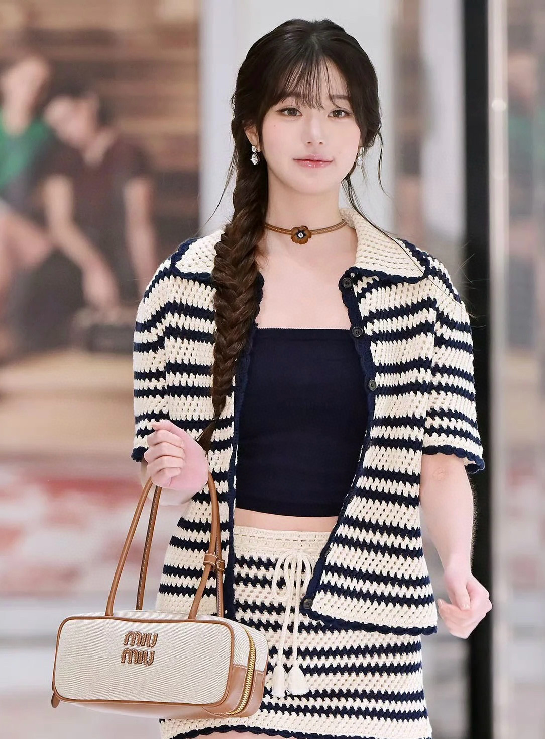 미우미우 보 데님 백 라지